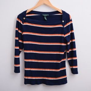 *3for$25/ 5for$39 Polo Lauren Ralph Lauren striped 3/4 sleeve top xl